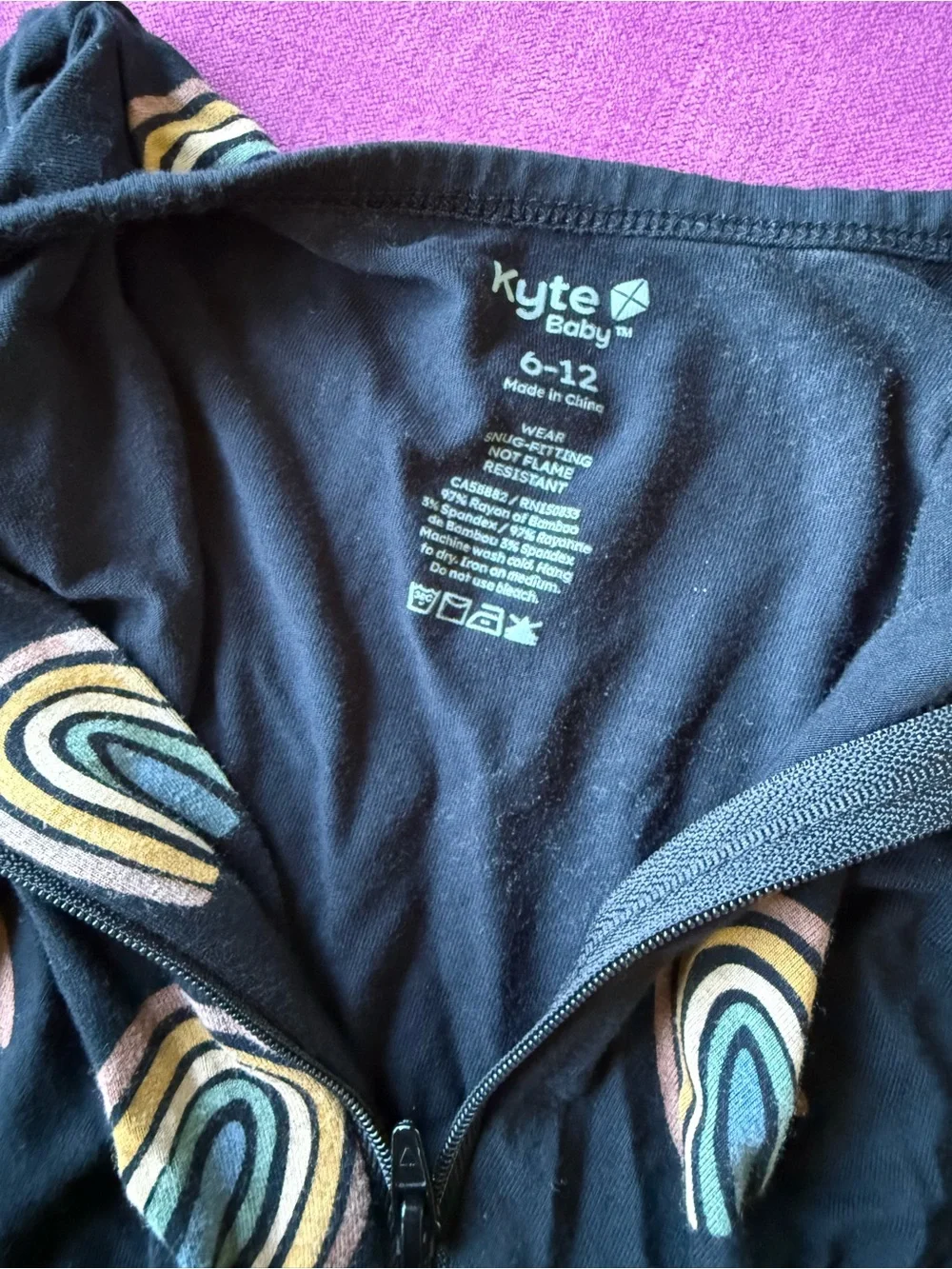 Kyte BABY Black Rainbow Print Footed One-Piece